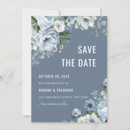 Schattierungen von Gray Dusty Blue Winter Rustikal Save The Date