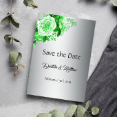 Schattierungen von grünen Aquarellfarben-Rose Save The Date