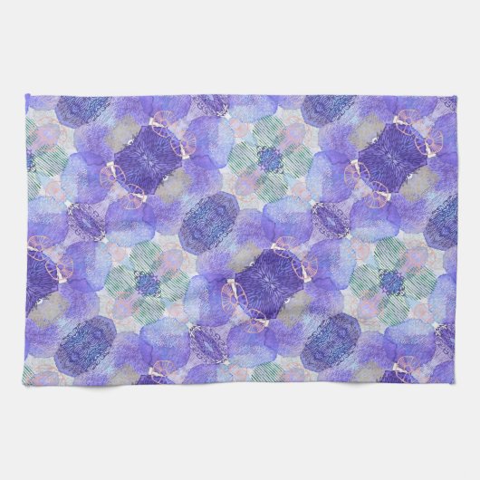 Schattierungen von Lavendel und grünen Abstrakten Geschirrtuch (Horizontal)