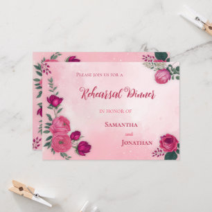 Schattierungen von Magenta Pink Rose Moderne Abend Einladung