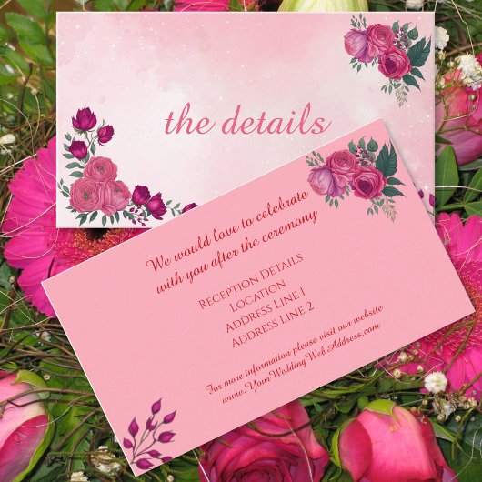 Schattierungen von Magenta Rosa Moderne Hochzeit Begleitkarte