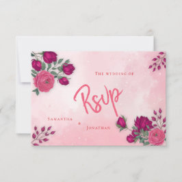 Schattierungen von Magenta Rosa Moderne Hochzeit RSVP Karte
