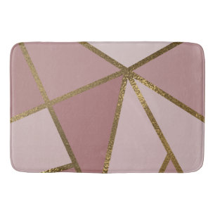 Schattierungen von Mauve Pink und Gold Bronze Geom Badematte