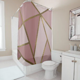 Schattierungen von Mauve Pink und Gold Bronze Geom Duschvorhang