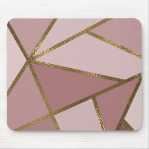 Schattierungen von Mauve Pink und Gold Bronze Geom Mousepad