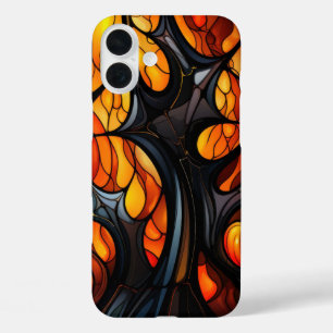 SCHATTIERUNGEN VON ORANGE & SCHWARZ GRUSELIGER HAL iPhone 16 PLUS HÜLLE