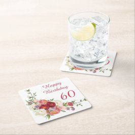 Schattierungen von Pink White Peony Blume Happy Bi Rechteckiger Pappuntersetzer