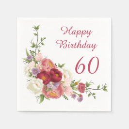 Schattierungen von Pink White Peony Blume Happy Bi Serviette