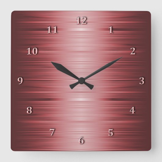 Schattige Burgund Ruby Red Square Wall Uhr (Vorderseite)