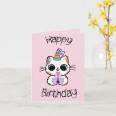 Schattige kat cadeau verjaardags karte (Gelbe Blume)