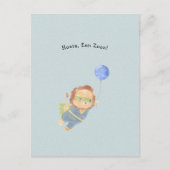 Schattige Leeuw Met Ballon Welkom Nieuwe Baby Postkarte (Vorderseite)