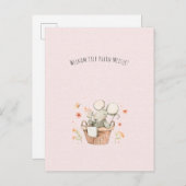 Schattige Muis Met Bloemen Welkom Nieuwe Baby Postkarte (Vorne/Hinten)