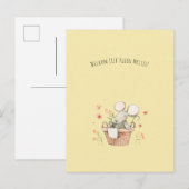 Schattige Muis Met Bloemen Welkom Nieuwe Baby  Postkarte (Vorne/Hinten)