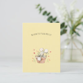 Schattige Muis Met Bloemen Welkom Nieuwe Baby Postkarte
