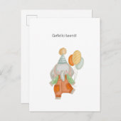 Schattige Olifant Met Ballonnen Gefeliciteerd Postkarte (Vorne/Hinten)