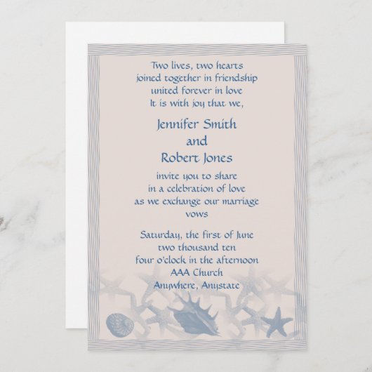 Schatz am Meer Einladung zur Hochzeit (Vorne/Hinten)