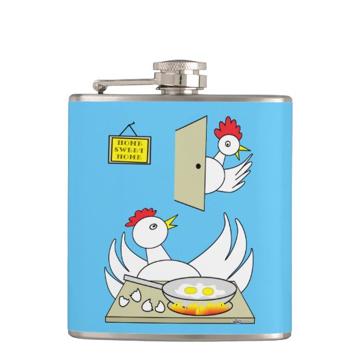 Schatz, ich bin Zuhause Chickens Flachmann (Vorderseite)