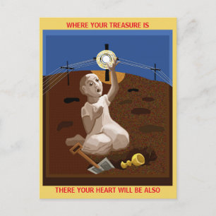 Schatz in einem Feld Postkarte