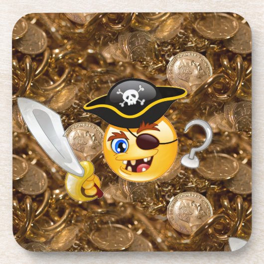 Schatz Pirate Emoji Getränkeuntersetzer (Vorderseite)