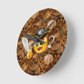 Schatz Pirate Emoji Runde Wanduhr (Winkel)