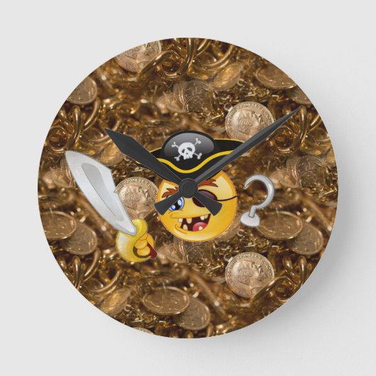 Schatz Pirate Emoji Runde Wanduhr (Vorderseite)