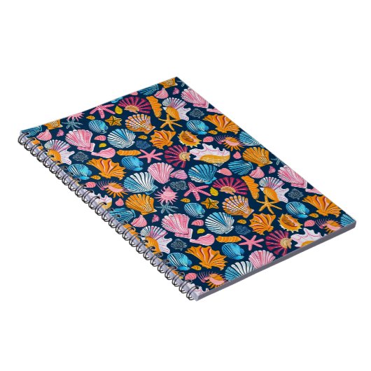 Schätze am Meer - lebendiges Seashell-Muster Notizblock (Rechte Seite)