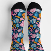 Schätze am Meer - lebendiges Seashell-Muster Socken (Oben)