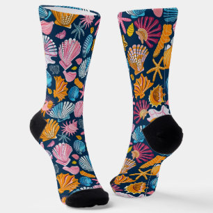 Schätze am Meer - lebendiges Seashell-Muster Socken