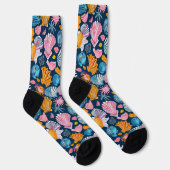 Schätze am Meer - lebendiges Seashell-Muster Socken (Rechts)