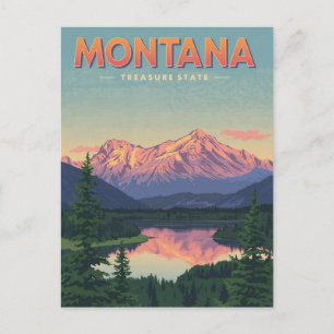 Schätze Montanas: Vintage-Bergsee-Ansicht Postkarte
