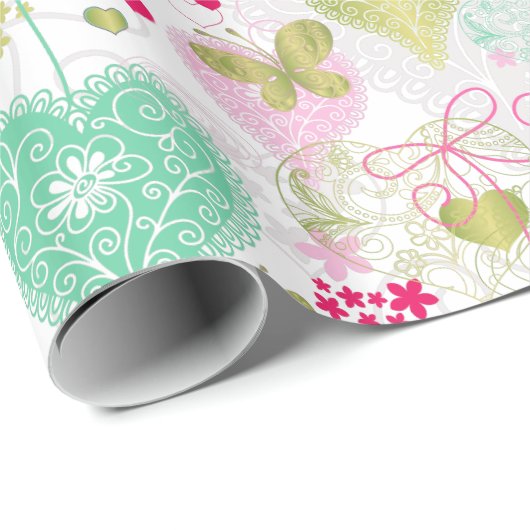 Schatze und Schmetterlinge Geschenkpapier (Rolleneckpunkt)