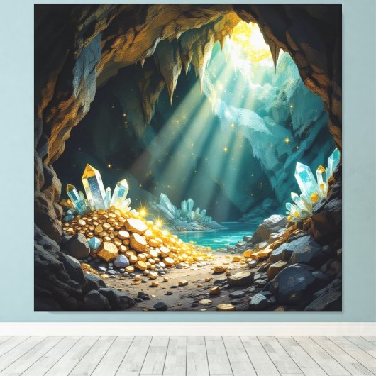 Schatzhöhle im Licht Leinwanddruck (Insitu (Holzboden))