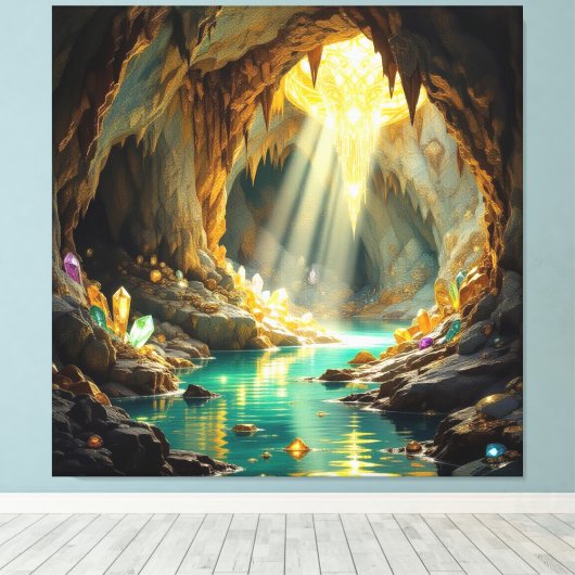 Schatzhöhle im Licht Leinwanddruck (Insitu (Holzboden))