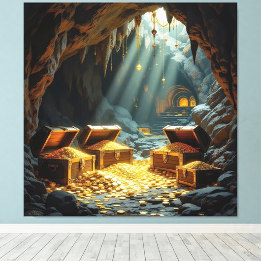 Schatzhöhle im Licht Leinwanddruck (Insitu (Holzboden))