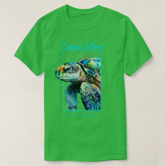 Schatzinsel Florida Wasserfarbenes Meer Schildkröt T-Shirt (Design vorne)