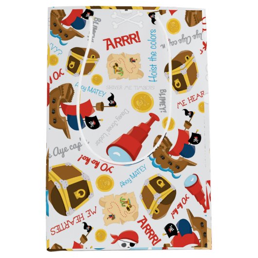 Schatzinsel Party Pirate Mittlere Geschenktasche Geschenktüte (Vorderseite)