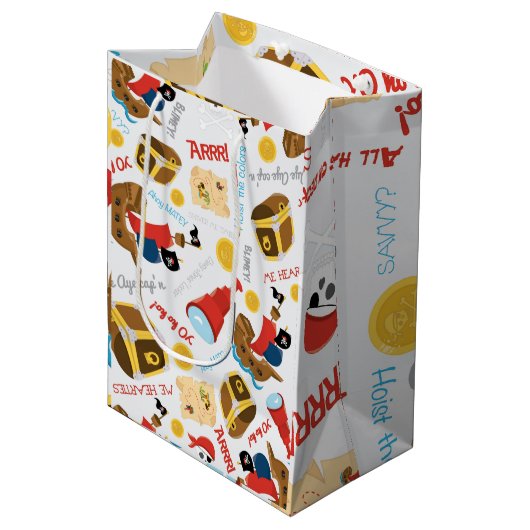 Schatzinsel Party Pirate Mittlere Geschenktasche Mittlere Geschenktüte (Vorderseite Schrägansicht)