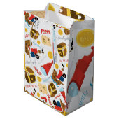 Schatzinsel Party Pirate Mittlere Geschenktasche Mittlere Geschenktüte (Rückseite Schrägansicht)