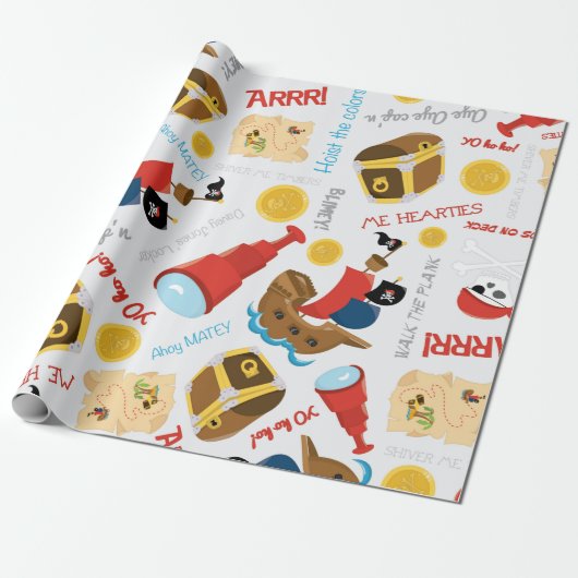 Schatzinsel Party Pirate Wrapping Paper Geschenkpapier (Ungerollt)