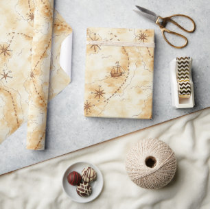 Schatzinselkarte Geburtstag Geschenkpapier