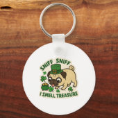 Schatzjäger Pug St.Patrick's Day Schlüsselanhänger (Vorderseite)