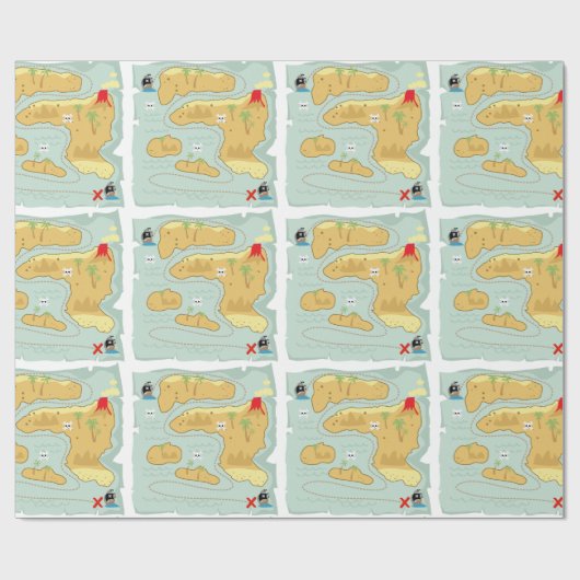 Schatzkarte Geschenkpapier (Flach)