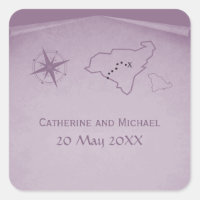 Schatzkarte Hochzeitskleber, Lila