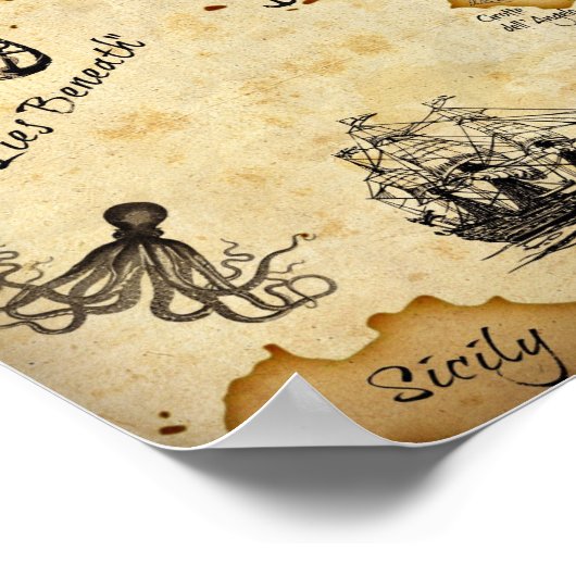 Schatzkarte Italiens - Was liegt darunter? Poster (Ecke)