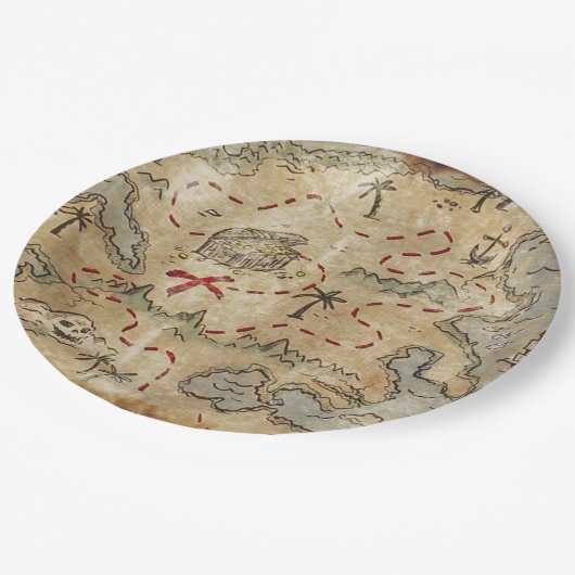 Schatzkarte Pappteller (Schrägansicht)