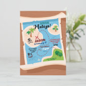 Schatzkarte Pirate Birthday Party Ship Ahoy Einladung (Stehend Vorderseite)