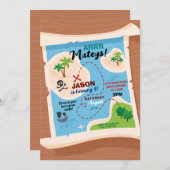 Schatzkarte Pirate Birthday Party Ship Ahoy Einladung (Vorne/Hinten)