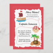 Schatzkarte Pirate Kindergeburtstag Party Einladung (Vorne/Hinten)