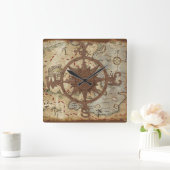 Schatzkarte Quadratische Wanduhr (Zuhause)