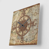 Schatzkarte Quadratische Wanduhr (Winkel)
